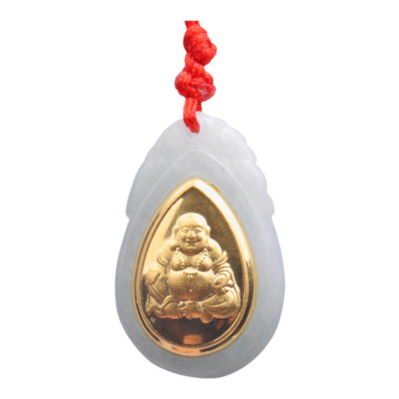 梦克拉足金玉佛翡翠吊坠