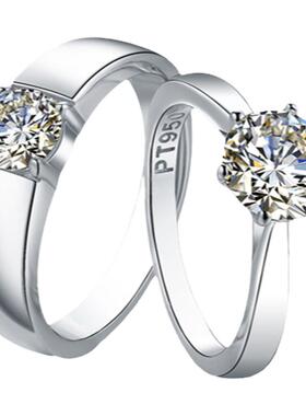 莫桑石钻戒女纯银情侣对戒送女友