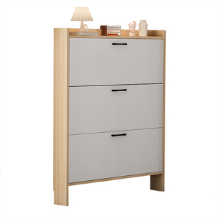 可定制实木现代可移动简约超薄鞋柜家用门口门外大容量翻斗柜轻奢