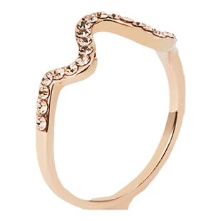 AJIDOU阿吉豆戒指女玫瑰金波纹水钻小众设计异形个性专柜同款指环