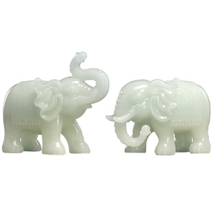 玉石大象摆件一对吸水招财纳福客厅玄关酒柜吉祥如意乔迁开业礼物