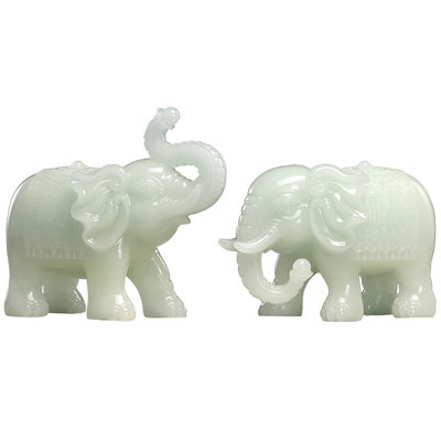 玉石招财大象摆件开业平安吉祥
