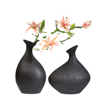 新中式黑色陶瓷花瓶摆件仿真柿子枯枝玄关电视柜轻奢高级感装茶室