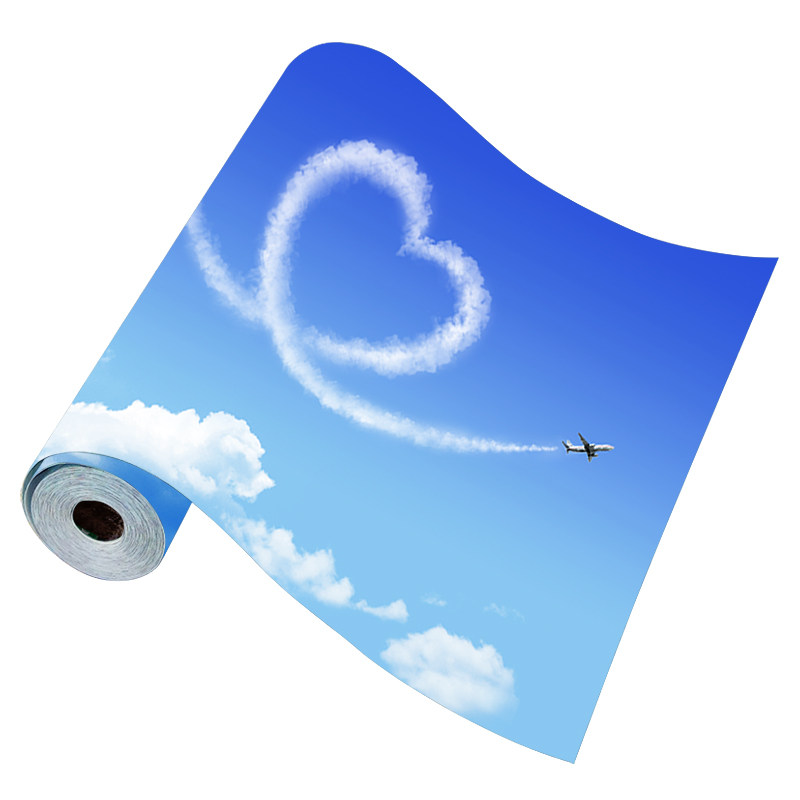 墙纸自粘天花吊顶壁画贴纸蓝天白云星空3d背景墙天空定制贴画墙画