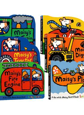 Maisy 小鼠波波英文原版绘本 交通工具造型儿童绘本纸板书 Lucy Cousins 6册合售 Maisy's Fire Engine/Digger/Train