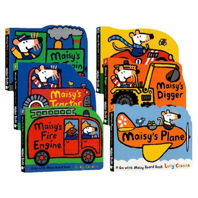 Maisy 小鼠波波英文原版绘本 交通工具造型儿童绘本纸板书 Lucy Cousins 6册合售 Maisy's Fire Engine/Digger/Train
