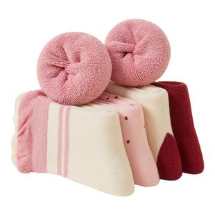 儿童冬季袜子红色新年加厚加绒冬款毛圈袜女童秋冬纯棉女宝宝童袜
