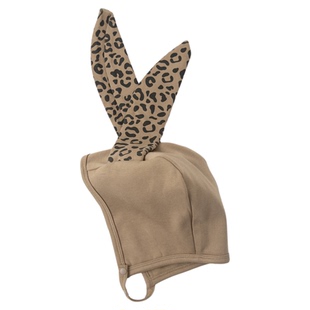 考拉蒂尔 婴儿帽子春秋季宝宝豹纹耳朵帽新生儿胎帽护囟门护耳帽