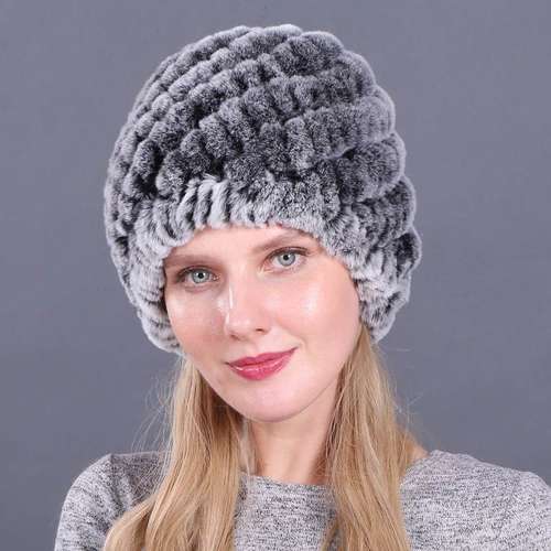 供应冬季女士皮草帽子獭兔加厚螺旋帽菠萝保暖编织兔毛帽子帽子毛