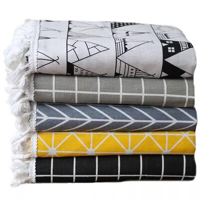 北欧简约格子桌布棉麻ins书桌垫