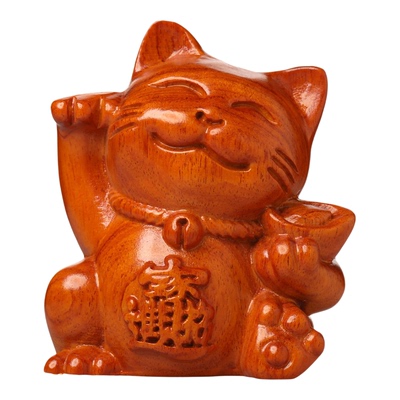 招财猫摆件花梨木雕刻店铺收银台