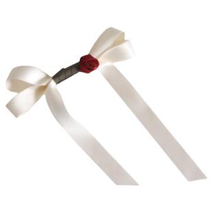 GUKUALI 米白色飘带蝴蝶玫瑰花朵超仙超女百搭后脑勺发夹头饰发饰