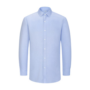 【商场同款+免烫】乔治白秋冬男士长袖衬衫商务偏厚纯棉蓝衬衣