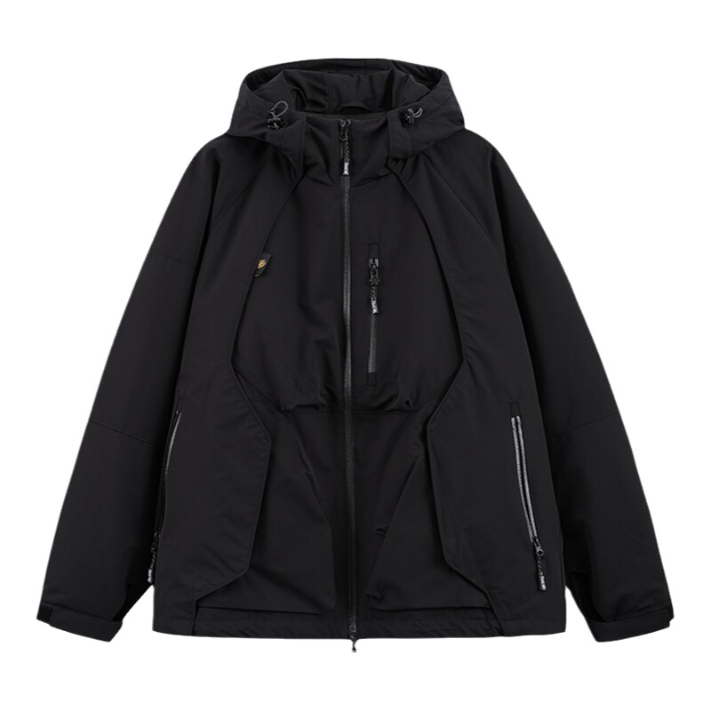 ONIARAI/鬼洗24秋冬轻机能风异形线条裁剪连帽羽绒外套男 B340203
