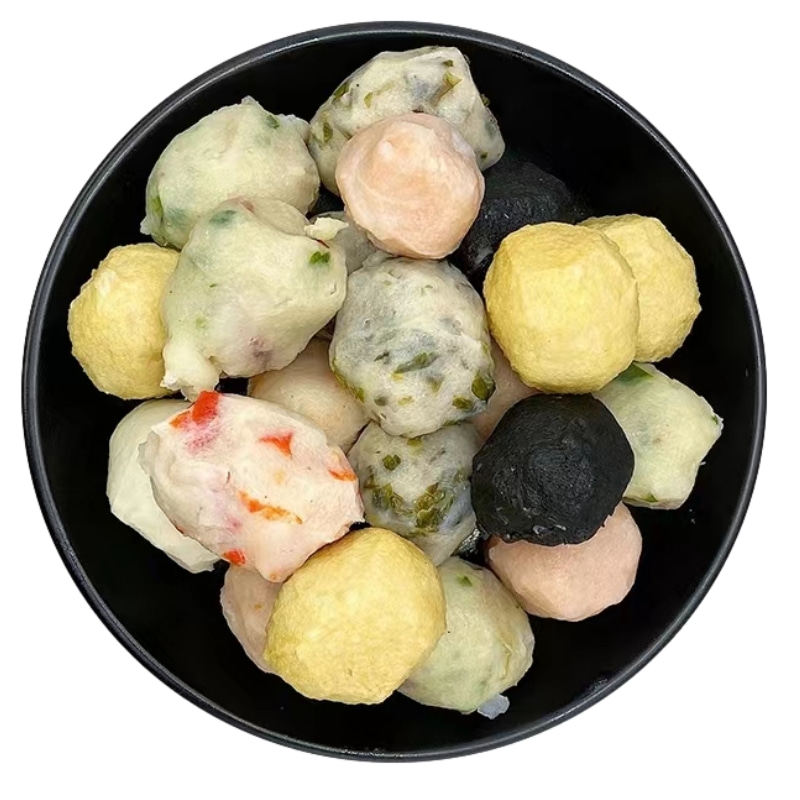 七彩海鲜丸什锦丸潮汕风味火锅食材组合装500g商用鱼丸手工纯鱼丸