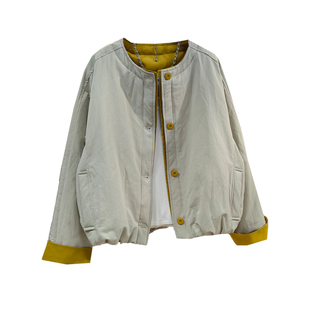 今年流行轻薄短款棉服女圆领韩系休闲显高小个子棉袄时尚保暖棉衣