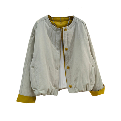 今年流行轻薄短款棉服女圆领韩系