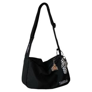 ins风简约百搭纯色单肩包女 日系原宿中性复古街拍学生斜挎包男潮