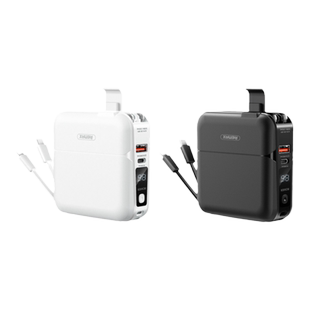 REMAX自带一拖二线15000毫安移动电源自带插头带TYPE-C萍果iPh11充电线QC3.0+PD18W双向快充电宝手机支架旅行