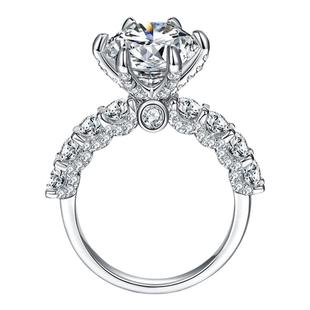 莫桑石戒指女钻戒925银镀18K金经典白月光款求婚情侣圆形对戒刻字