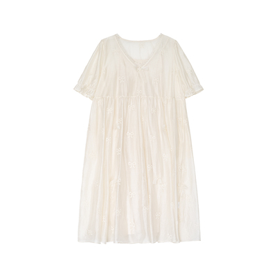 安妮森林立体蝴蝶结刺绣连衣裙夏