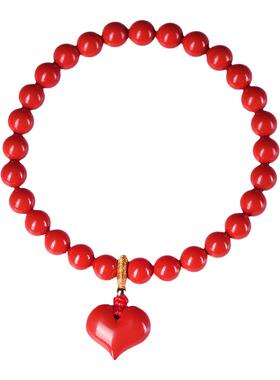 红朱砂心中有你手串女款天然正品