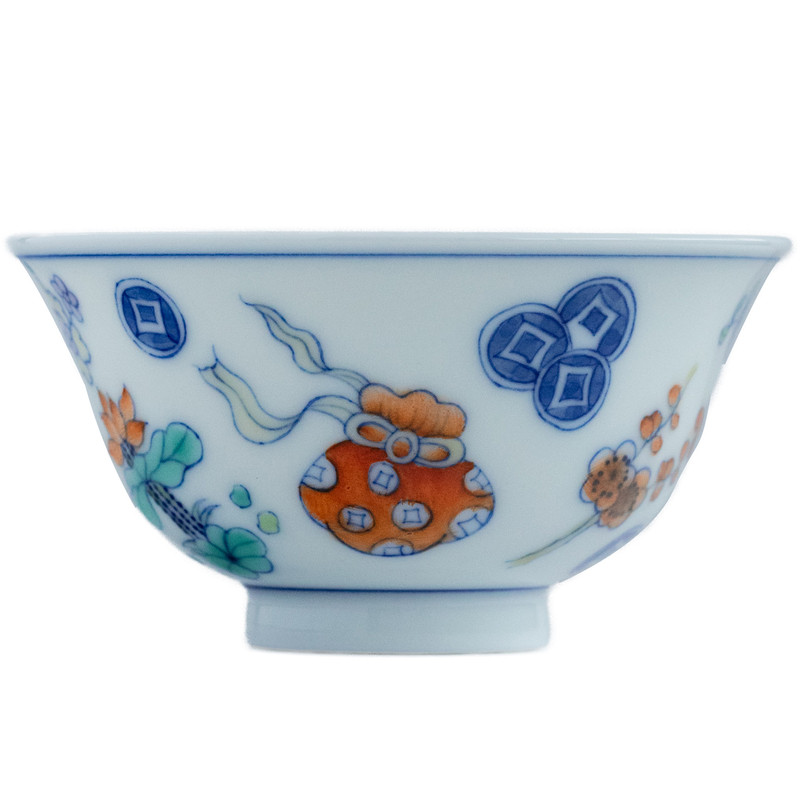 器想茶谈青花五彩品茗茶杯景德镇