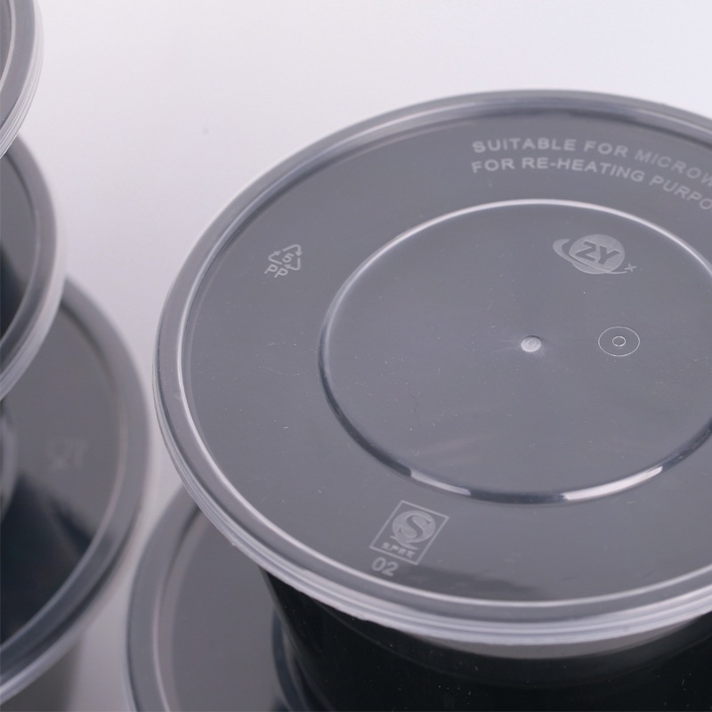 圆形1000ml一次性餐盒黑色外卖打包碗高档加厚快餐盒汤碗便当盒