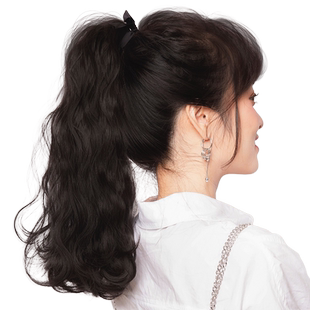 超轻假发马尾绑带式抓夹少量水波纹玉米烫长卷发仿真蓬松自然逼真