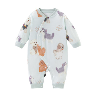 欢喜小熊男宝连体衣女宝宝秋季纯棉衣服婴儿春秋外出幼儿哈衣爬服