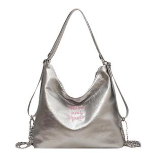 高级感小众银色潮流行大容量大包包托特包双肩包女新款2025单肩包