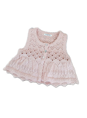 女童春夏镂空提花针织纯棉马甲