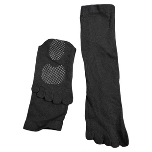 外贸单 五指袜松口不嘞腿男袜分指袜纯棉中高筒防滑五趾袜子黑色