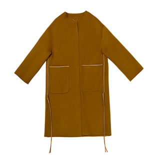 羽绒马甲大衣两件套双面呢连帽羊毛外套中长款女冬高级感2023新款