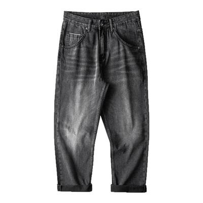 98SQUID 美式街头嘻哈复古牛仔裤男潮牌宽松直筒垂感拖地阔腿长裤