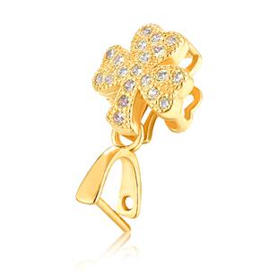 18K金扣子diy吊坠扣头配件翡翠吊坠扣卡扣头平安扣坠托万能夹扣