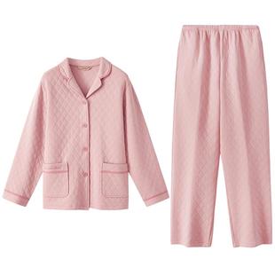 秋鹿空气棉睡衣女冬季2025新款夹棉秋冬天情侣套装纯棉男士家居服