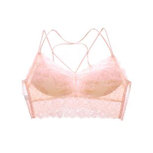 雅黛丽内衣女抹胸式交叉美背镂空蕾丝杯面亲肤舒适无钢圈文胸胸罩