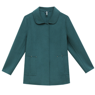 小个子妈妈秋冬装双面呢羊毛大衣女士短款中老年人零羊绒毛呢外套