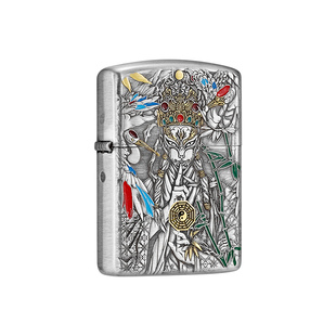 zippo打火机白鹤童子盔甲熏银浮雕官方正品煤油防风男士收藏礼物