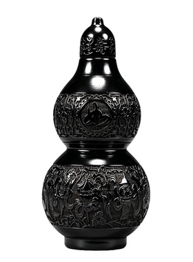 黑色桃木吉祥如意葫芦摆件