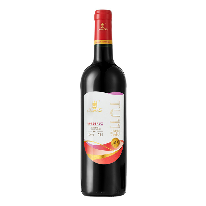 山图TU118法国波尔多原瓶进口AOP级赤霞珠美乐干红葡萄酒750ml