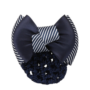 韩国职业头花护士发饰蝴蝶结银行酒店移动空姐链条员工发夹带网兜