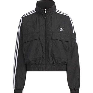 Adidas/阿迪达斯正品三叶草女士短款条纹梭织运动外套KG8512
