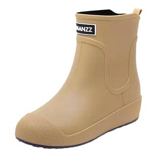 新款雨鞋女时尚日系情侣防水鞋男加棉防滑保暖高帮短筒学生涉水靴