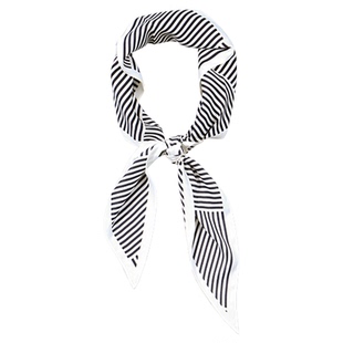 大洪洪【黑白剪影】春秋新款条纹丝巾时尚百搭高级感围巾颈饰