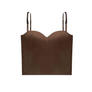 无痕冰丝美背抹胸女性感背后镂空交叉露背吊带夏固定杯防走光裹胸