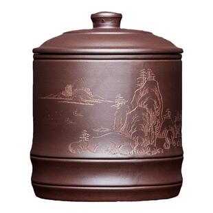 宜兴紫砂茶叶罐大码号普洱茶桶醒茶器陶瓷家用缸七子饼茶盒存储罐