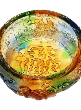 琉璃四神兽聚宝盆招财摆件工艺品创意水晶客厅装饰存钱罐聚财玄关