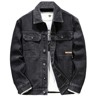 黑色牛仔外套男士2025秋季高级感痞帅牛仔衣潮牌秋冬新款夹克男潮
